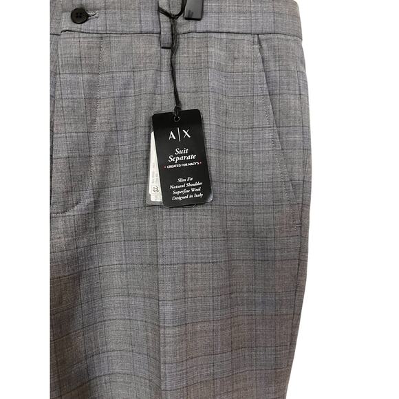A/X Armani Exchange Men's Slim Pants 36 X 32 Gray Wool Blend 09P0X0 0X072 - Picture 2 of 8